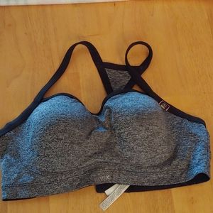 Gray t-back sports bra